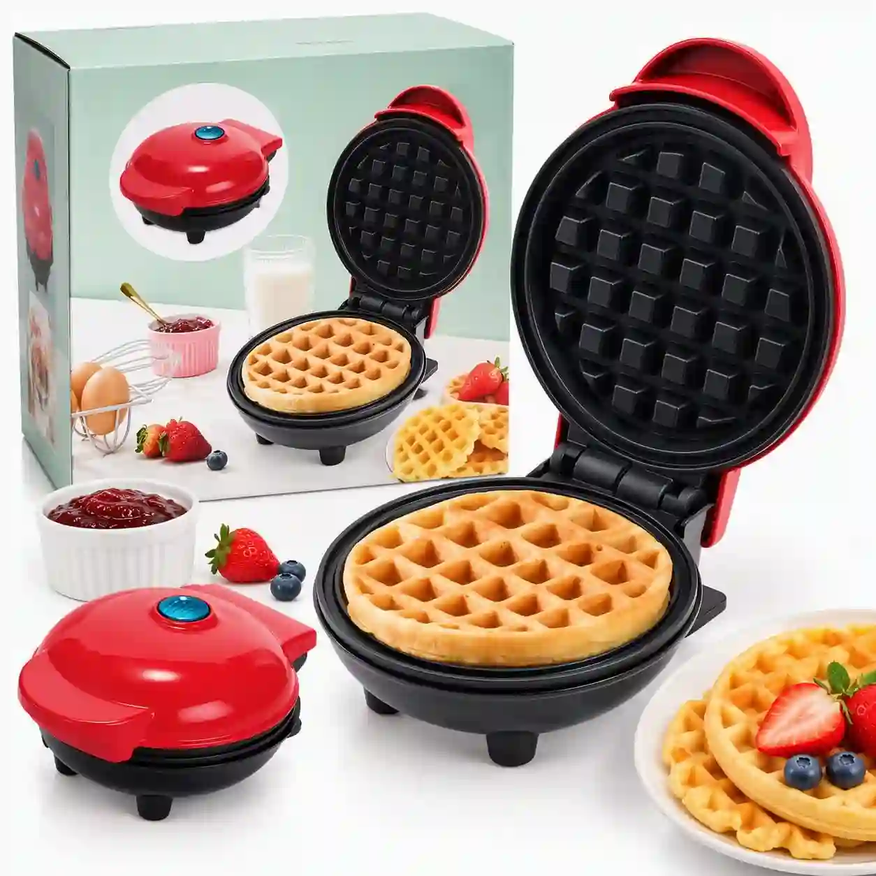Mini Electric Waffle Maker Non-Stick Breakfast Machine