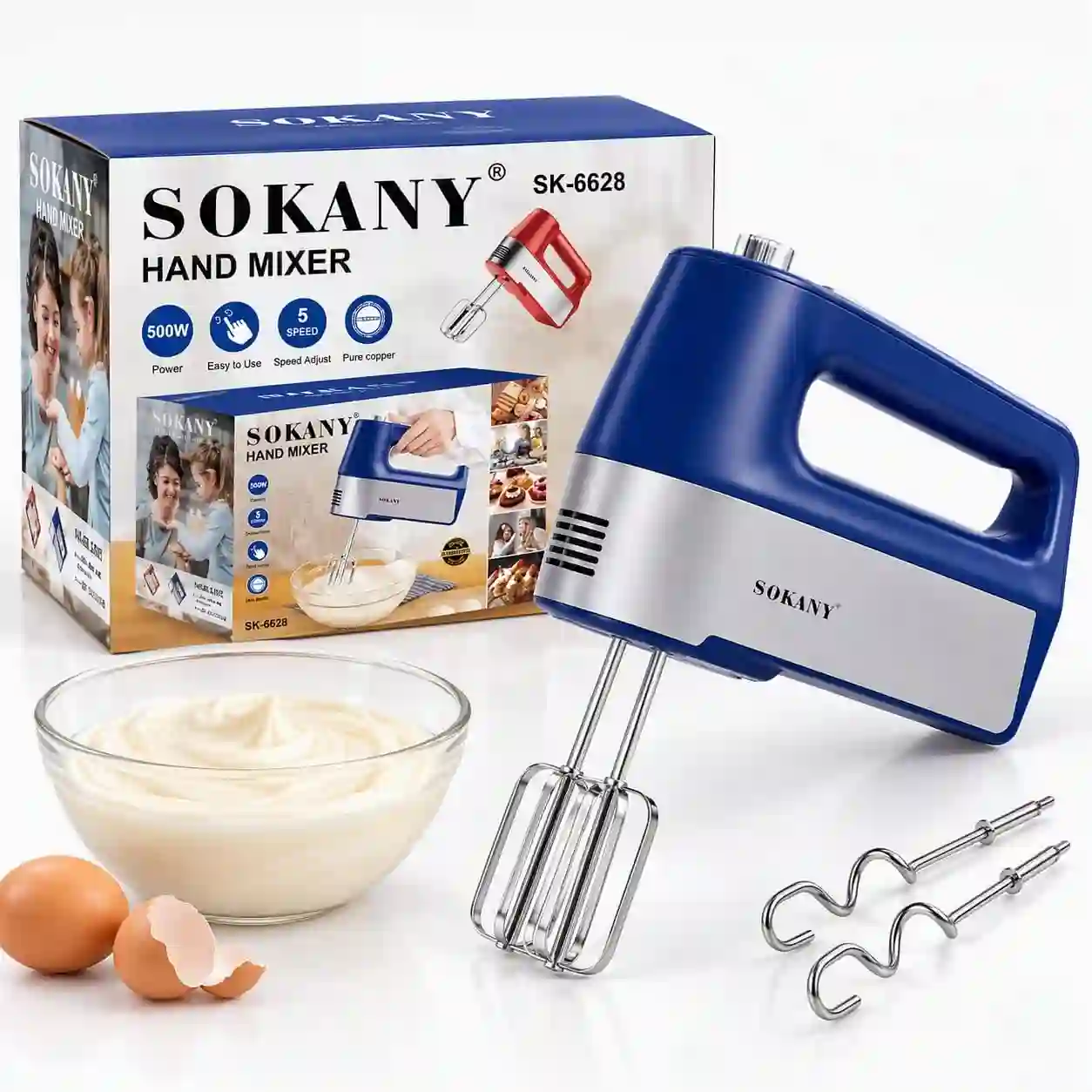 SOKANY SK-6628 500W Electric Hand Mixer with 5 Speed Control